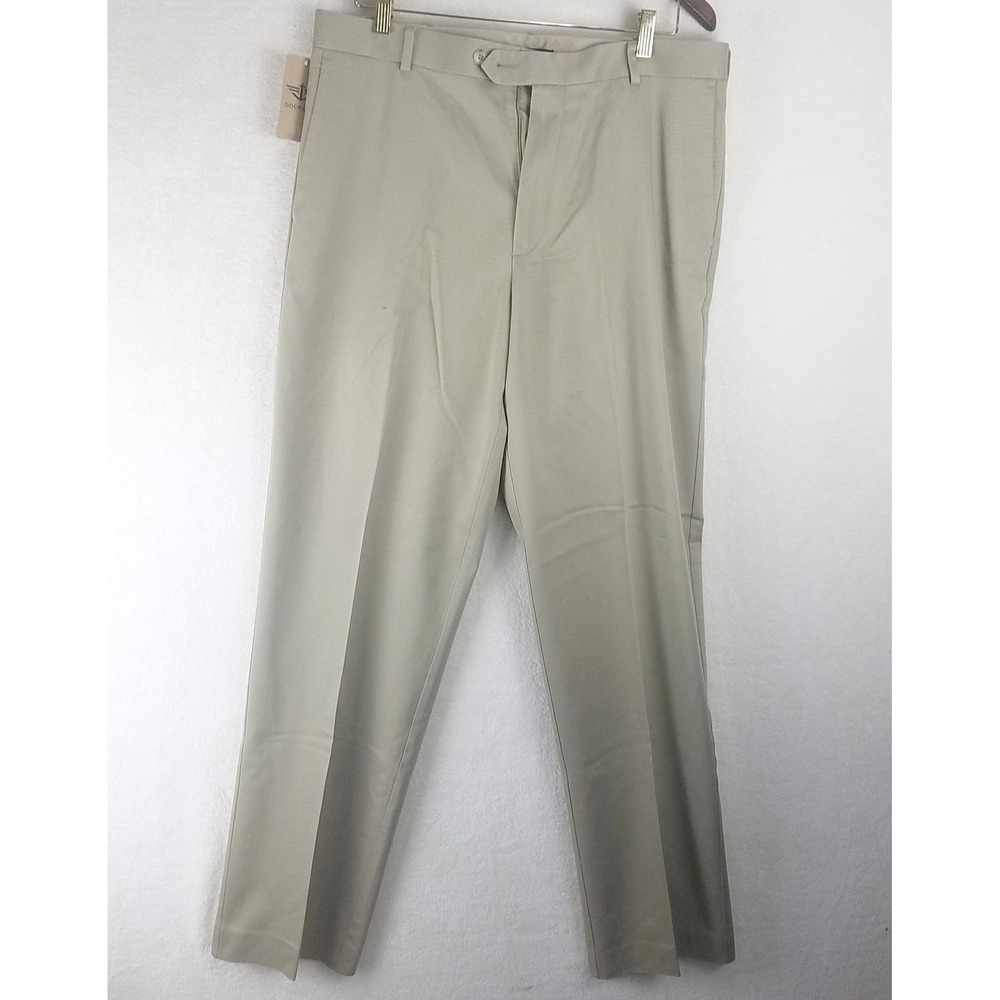 Dockers Premium D4 Relaxed Fit Flat Front Khaki Pants Mens 34x34 Never Iron‎ NWT